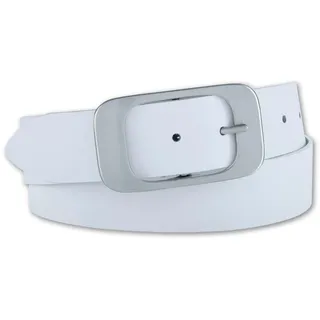 BERND GÖTZ Ledergürtel mit ovaler Schließe, weiß