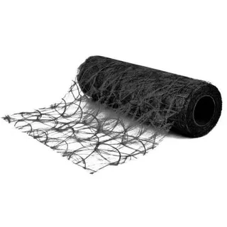 Rayher Faserseide „modern“, schwarz, Rolle 5 m, Breite 30 cm, Deko-Vlies, Tischband, Tischläufer, für perfekte Tischdekorationen, 5521801