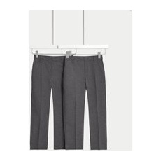 Boys M&S Collection 2pk Boys' Easy Dressing School Trousers (3-18 Yrs) - Grey, Grey - 9-10Y