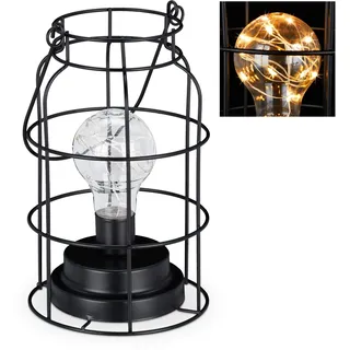 Relaxdays Tischlampe Vintage Schwarz