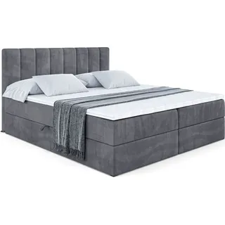 altdecor Boxbett, Dunkelgrau, Holzwerkstoff, Höhe ca. 20 cm 120x200 cm, Schlafzimmer, Betten, Boxspringbetten
