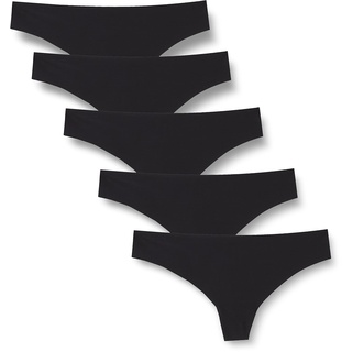 Iris & Lilly Damen Tanga-Unterwäsche nahtlos, 5er-Pack, Schwarz, 38