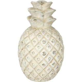 Flair Flower Dekoobjekt Ananas aus Keramik dekorative Statue Ananas Deko-Ananas Altweiß Deko Outdoor Creme Shabby Landhaus Gartenfigur Geschenk künstliches Obst Gartendeko Accessoire Ornamente, 25cm