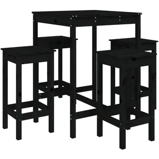 vidaXL 5-tlg. Gartenbar-Set Schwarz Massivholz Kiefer - Schwarz