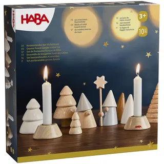 HABA Kerzenständer-Set „Wichtelwald“ – Weihnachtliche Holz-Dekoration aus Buchenholz für Advent & Festliche Atmosphäre – 2012293001