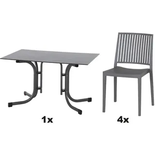 Siena Garden Urban Lights Gartenmöbel-Set Lane Stuhl/gr.Sola Tisch klappbar, gastro- und objekttauglich, wetterbeständig, Stühle stapelbar,