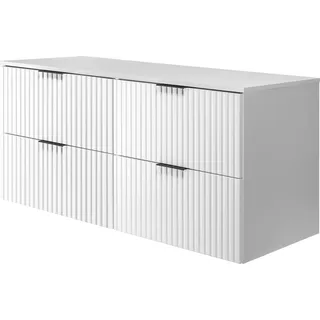 Badezimmerschrank, Weiß mit schwarzer Griff / mit oberer Platte, 120 x 57 x 46 cm - Weiß