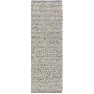 benuta Pure Wollteppich Lana Grau 80x250 cm , Textil , Beton Optik , Rechteckig , 80x250 cm , Gots , pflegeleicht , Teppiche und Böden, Teppiche, Schafwollteppiche