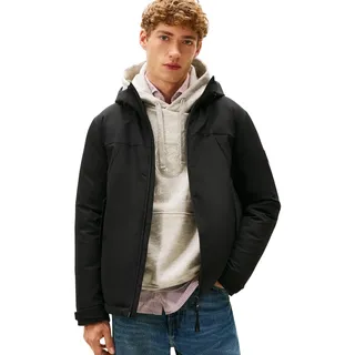 Tommy Hilfiger Herren Windbreaker Jacke Tech Hooded Short Wasserabweisend, Schwarz (Black), S