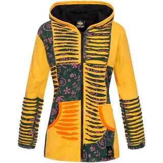 DEPROC activ Fleecejacke »Patchwork Multicolor NUNAVUT II NEW FLOWER POWER«, Gr. 40/42 (M), gelb,