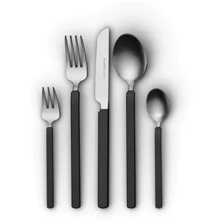 BergHOFF Home Besteckset 20-teilig, Tafelbesteck für 4 Personen, Edelstahl, Modernes Design, Spülmaschinengeeignet, Smokey Black - Schwarz