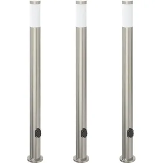 vidaXL Pollerleuchten mit Auslass 3er 110 cm Edelstahl IP44 - Silber