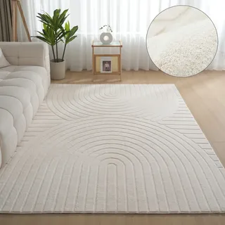 OTTO home Teppich "Cali Regenbogen, Hoch-Tief-Effekt" rechteckig 15 mm Höhe Uni-Farben, flauschig, waschbar, weich, Wohnzimmer, Schlafzimmer, natur