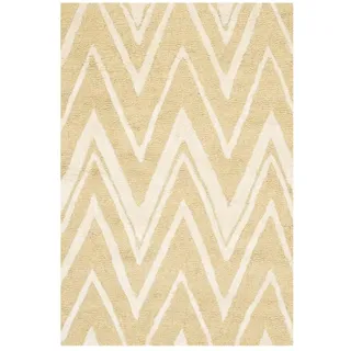 SAFAVIEH Modern Teppich für Wohnzimmer, Esszimmer, Schlafzimmer - Cambridge Collection, Kurzer Flor, Helles Gold und Elfenbein, 122 X 183 cm