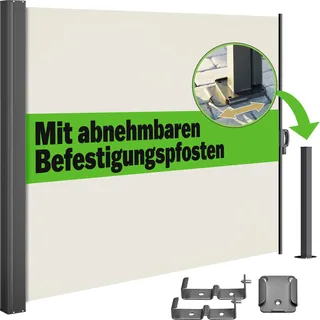 DETEX Seitenmarkise 180 x 300 cm Creme Polyester