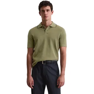 Poloshirt MARC O'POLO "DFB Travel Collection", Herren, Gr. L, grün (avery fern), Strick, Obermaterial: 100% Baumwolle, regular fit, Shirts Poloshirt, aus Strick, aus reiner Bio-Baumwolle, regular fit