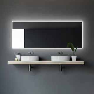 DSK Talos Moon LED Badspiegel 180x70 cm - Badezimmerspiegel mit Beleuchtung - feuchtwassergeeignet durch Aluminiumrahmen - Licht-Farbe Neutralweiß