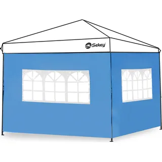 Sekey 2 Seitenteile Seitenwände für Pavillon 3×3m Wasserdicht für Festzelt, Partyzelt, 2 Fenster, Blau