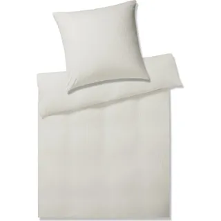 elegante Mako-Jersey-Bettwäsche Solid Stripe Farbe Wollweiß Größe 40x80 135x200cm - Weiß