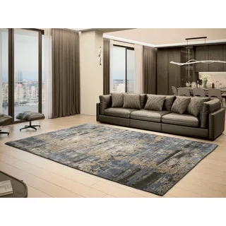 OCI DIE TEPPICHMARKE Teppich "Signature Fusion" rechteckig 4 mm Höhe handgeknüpfter Viskose-Bambus Kurzflor, dezenter Glanz, hochwertig, hellblau, grau, beige