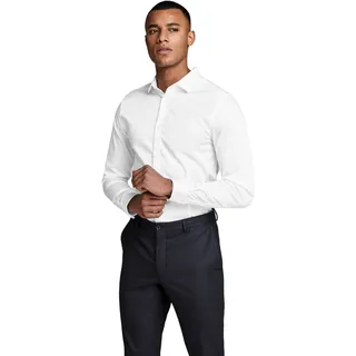 JACK & JONES Herren Hemd JJPRPARMA Slim Fit Weiss Blau Schwarz XS-XXL, Größe:L, Farbe:White Super Slim 12097662