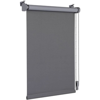 OBdeco Verdunkelungsrollo Thermorollo 75x210cm (Stoffbreite 71 cm) Grau ohne Bohren mit gleichfarbige Beschichtung Oeko-TEX Standard 100 Sichtschutz Sonnenschutz für Fenster & Tür