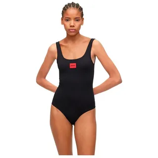 HUGO Damen BODYSUIT RED LABEL Ärmelloser Body aus Stretch-Baumwolle mit rotem Logo-Etikett Schwarz M