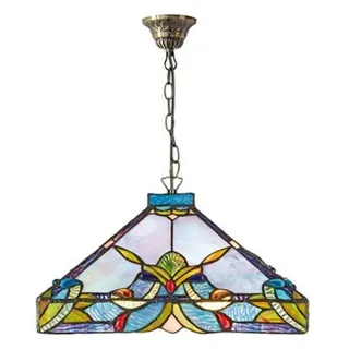 Casa Padrino Tiffany Hängeleuchte Bunt Ø 36 x H. 82 cm - Handgefertigte Pendelleuchte aus Glas und Metall