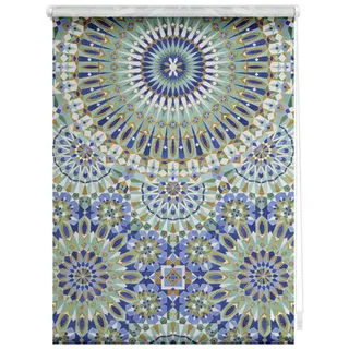 Lichtblick Rollo Klemmfix, ohne Bohren, blickdicht, Orientalische Muster blau grün
