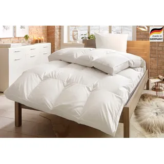 OTTO home Home affaire Daunenbettdecke + Kopfkissen »Köniz, Bettdecke 135x200&155x220 cm mit 80x80 cm Kissen Made in Green« 2-tlg., Set mit Kissen, allergiker geeignet (Hausstauballergiker), weiß,
