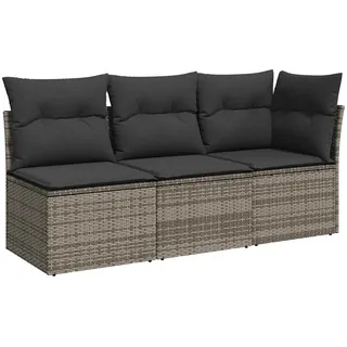 vidaXL Gartensofa 3-Sitzer Loungesofa grau