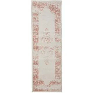benuta Vintage-Läufer, Creme, Rosa, Kunststoff, Vintage, Boho-Style, Retro - Pflegeleicht für Wohnzimmer Schlafzimmer