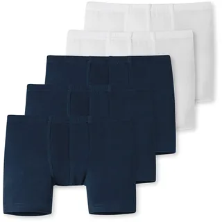 SCHIESSER Boxershorts SCHIESSER "Boxershort 5er Pack", Jungen, Gr. 98, blau (dunkelblau, weiß), Obermaterial: 95% Baumwolle CO. 5% Elasthan EL., Unterhosen Boxershorts