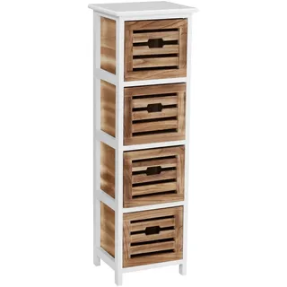 Premier Housewares Kommode Portsmouth, Holz, Weiß/Natur 4 Schubladen braun, MDF, Paulownia Holz, 27x30x97