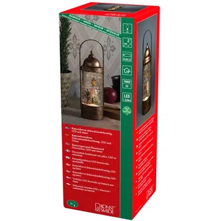Konstsmide LED Wasserlaterne im Charles Dickens Stil, 1 warm weisse Diode, mit an/aus Schalter, 5h Timer, MattGold, batteriebetrieben, Innen, 1 warm weiße Dioden - 4349-000
