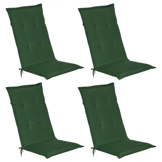 Beautissu 4er Set Gartenstuhlauflage Loft HL Dunkelgrün, 120x50x6cm - Grün