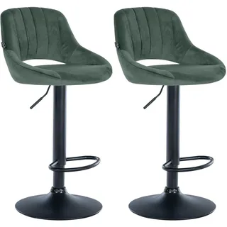 CLP Barhocker 2er Set Samt grün , Grün , Textil , 47x85x48 cm , Esszimmer, Barmöbel, Barhocker