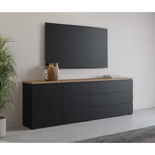 OTTO home Modo 200 x 68 x 34,5 cm Schwarz / Eiche Mauvella