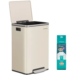 Songmics Mülleimer 50 l Cremefarben