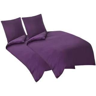 Aisbo Bettwäsche 135x200 4teilig Lila - Mikrofaser Bettwäsche-Sets mit Reißverschluss, ÖKO-TEX Bettbezug 135 x 200 cm 4tlg mit Kissenbezug 80x80 cm, Weich und Bügelfrei