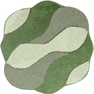 Grund Bidet-Vorleger , Grün , Textil , Wellen , rund , Oeko-Tex® Standard 100, Made in Europe , rutschfest , Heimtextilien, Badtextilien, Badematten