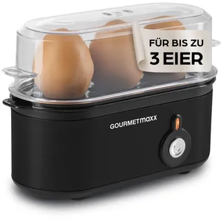 GOURMETmaxx Eierkocher für 3 Eier | Egg Boiler mit Eierstecher im Messbecher | Egg Cooker – 3 Härtegrade für deinen Eierbecher | Design Eierkocher klein – spülmaschinenfeste Teile