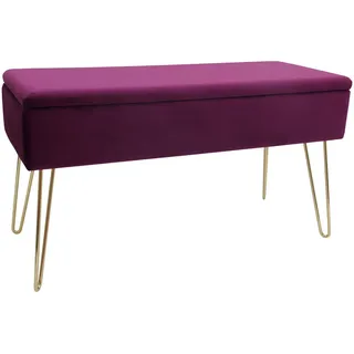 Echtwerk Hockerbank , Beere , Textil , 75x42x30 cm , Truhe im Sitz, abwischbar , Wohnzimmer, Sessel, Hocker & Hockerbänke, Hockerbänke