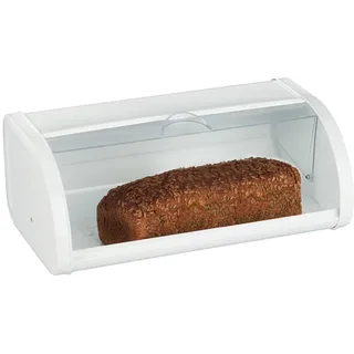 Relaxdays Brotkasten , Weiß , Metall, Kunststoff , 45x17.5x25 cm , Geschirr, Tischkultur & Serviergeschirr, Brotkörbe