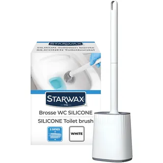 STARWAX - WC-Bürste Silikon doppelseitig - Leichte Reinigung auch an schwierigen Stellen - Schnelltrocknend und geruchlos - Robust - Farbe: Weiß