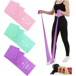 Legendwerk Legendwerk® 4-teiliges Fitnessband Set mit Türanker, Yoga Resistance Band, Widerstandband zum Muskelaufbau, Gymnastikband mit Fitness-Tasche und Trainingsguide