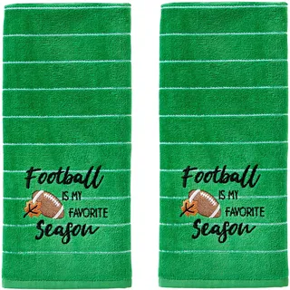 SKL Home Handtuch Fall Football is My Favorite Season, 2-teiliges Set für Bad/Küche/Bar und Geschenk, Grün