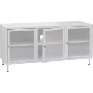 MCW TV-Rack O87 Industrial Metall Schilfglas 58x120x40cm Weiß