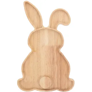 Toyvian holztablett in hasenform, servierbrett für wurstwaren in hasenform dekoratives Snack und salatbrett aus Holz obstteller für frühlings und osterfeste sowie Abendessen