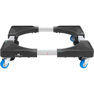 Maclean Brackets Waschmaschinen-Untergestell Sockel Unterlage bis 250kg einstellbare Breite 500-700mm 4 Gummiräder 4 Füße Wasserwage - Schwarz